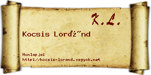 Kocsis Loránd névjegykártya